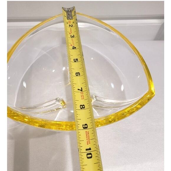 Art Deco German Crystal Bowl Volker Walther Home Decor Yellow Weighted Vintage - Picture 10 of 12